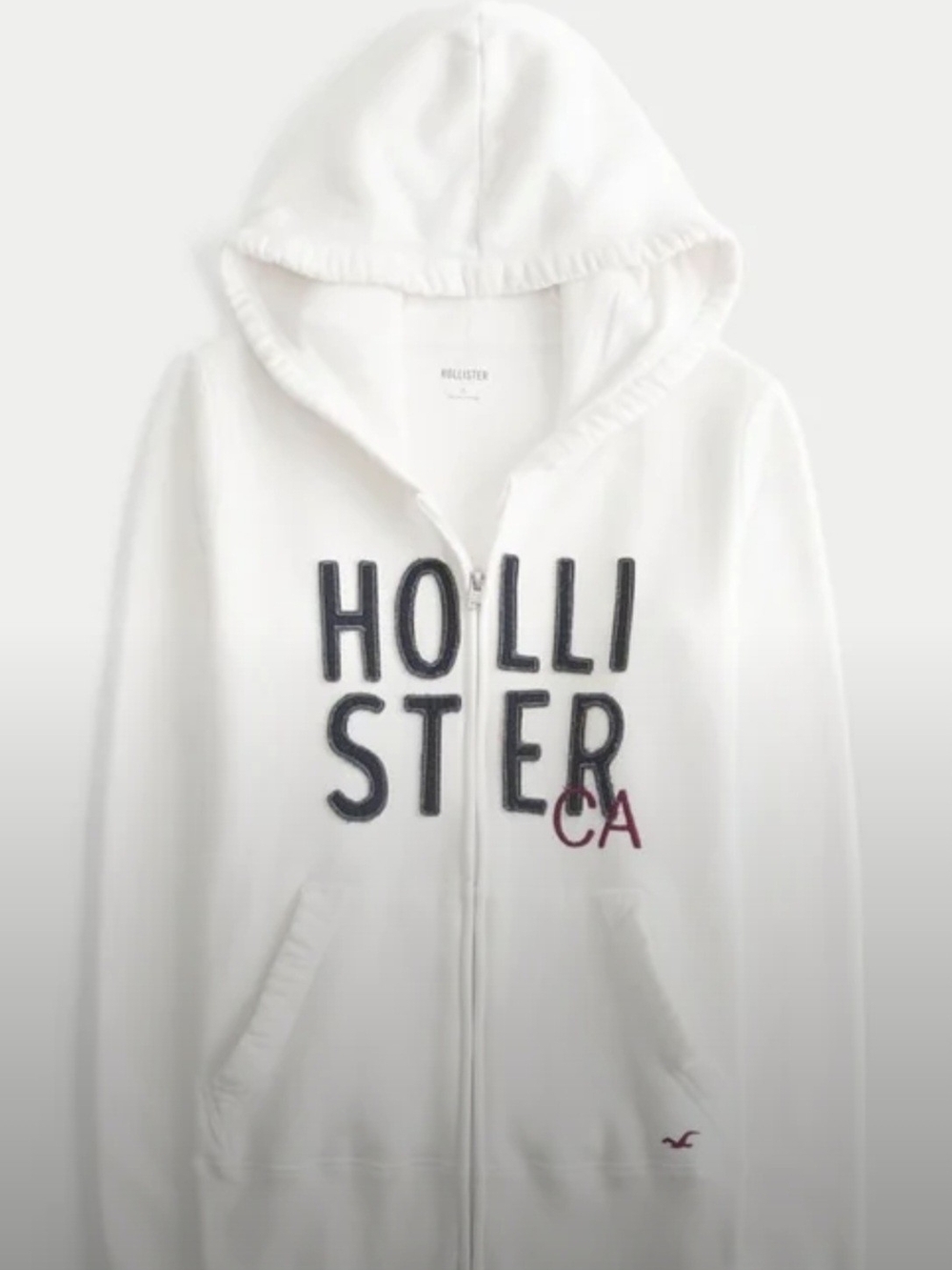Hollister White Hooded Zip  LIKE NEW Size XL